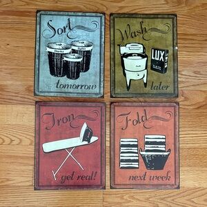 Vintage Laundry Room Wall Art Set of 4